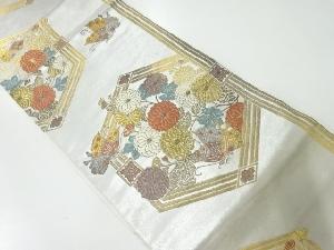 アンティーク　亀甲に蝶・花模様織出し袋帯（材料）